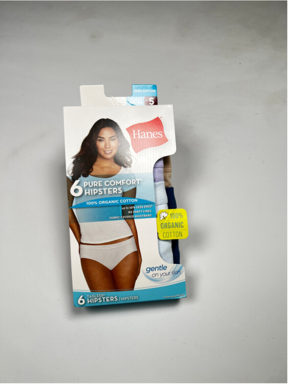 NWT Hanes Womans Panties Pure Comfort Hipster Panties 6-Pack Organic Cotton S